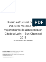 Diseño Estructural de Nave Industrial Metálica para Mejoramiento de Almacenes en Citadela Lurin - Sun Chemical 2018 PDF