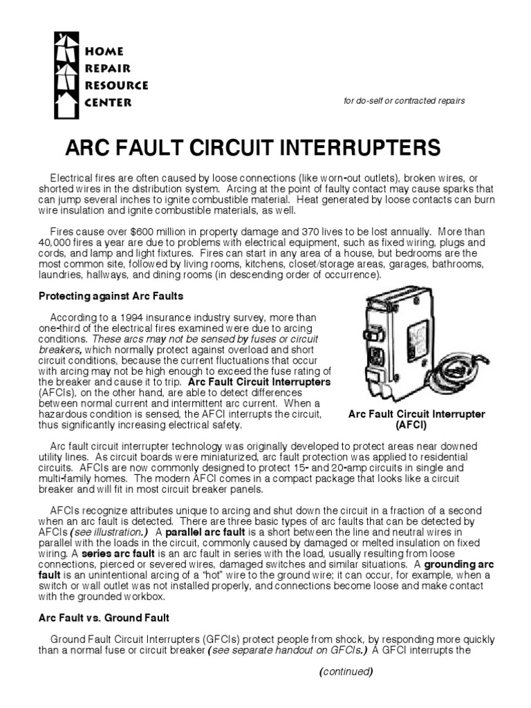 ArcFault Circuit Interrupters PDF Electricity Electrical Engineering