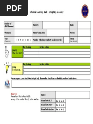 Informal Learning Walk Template