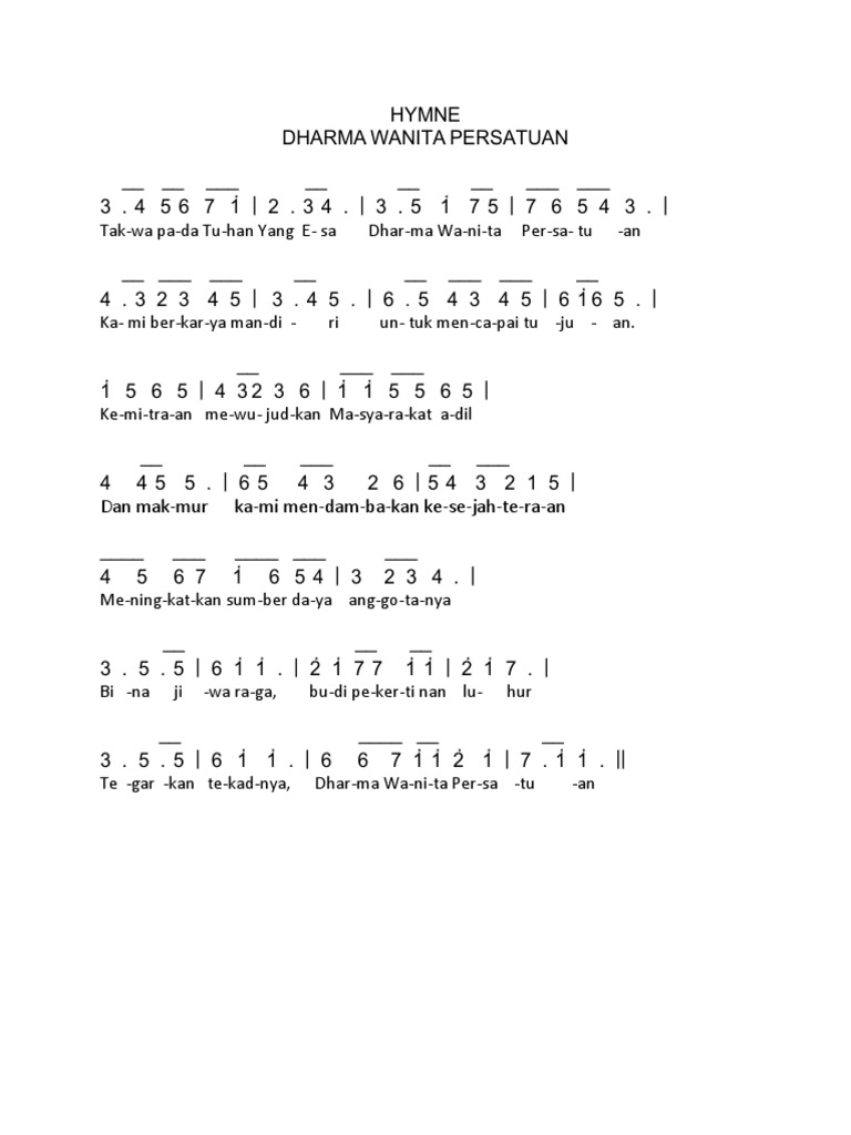 Hymne Dharma Wanita Persatuan | PDF