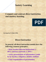 Mastery Learning: Compare and Contrast Direct Instruction and Mastery Learning