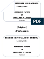 Hanna Fey P. Loyola's Pertinent Papers from Lemery National High School