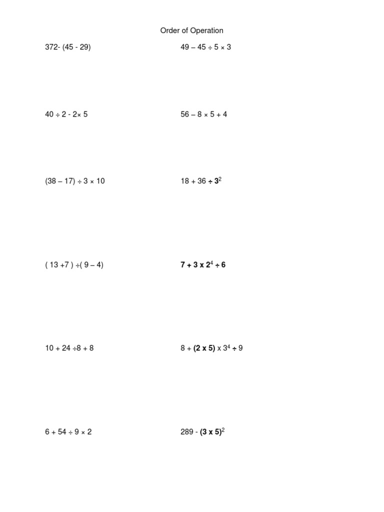 Order of Operation | PDF | Teaching Methods & Materials