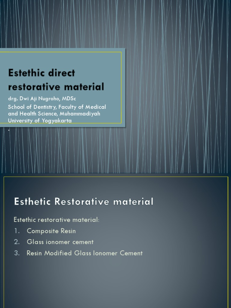 Esthetic Direct Restorative Materials | PDF | Dental Composite | Dental ...