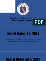 Adoption of School Forms For Kindergarten To Grade 6