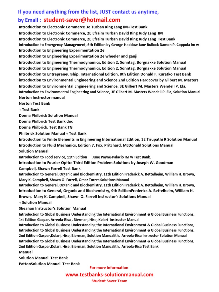full list test banks and solutions manual ( student saver