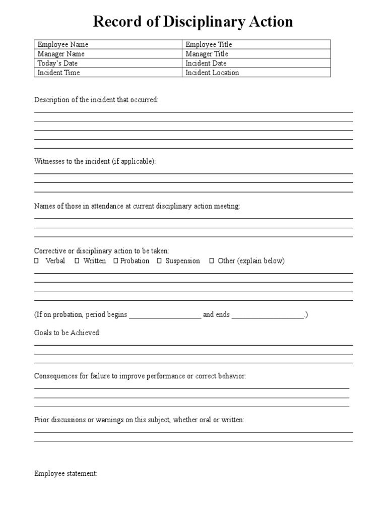 Form Disciplinary Action Record | PDF | Psychology | Behavioural Sciences