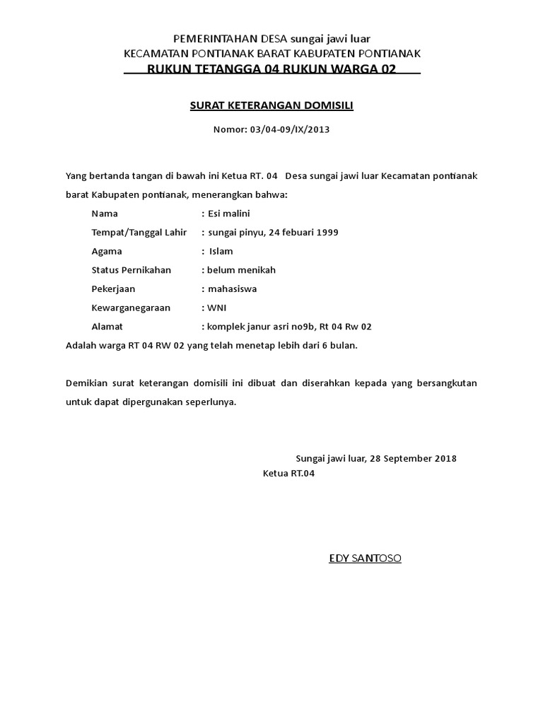 Surat Keterangan Domisilidoc