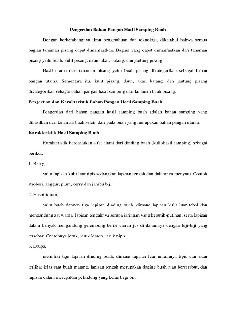 Pengertian Bahan Pangan Hasil Samping Buah