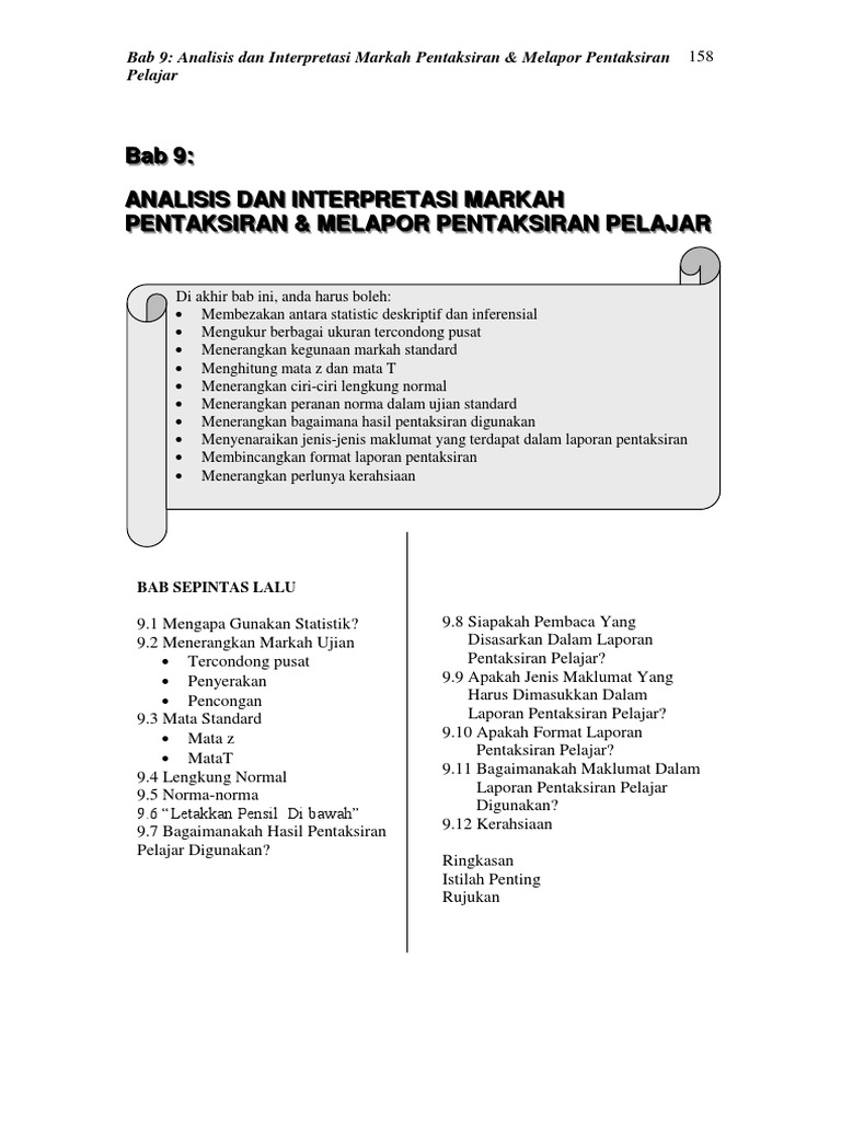 Bab 9 Analisis Interpretasi Markah Pentaksiran Melapor Pentaksiran Pelajar Pdf