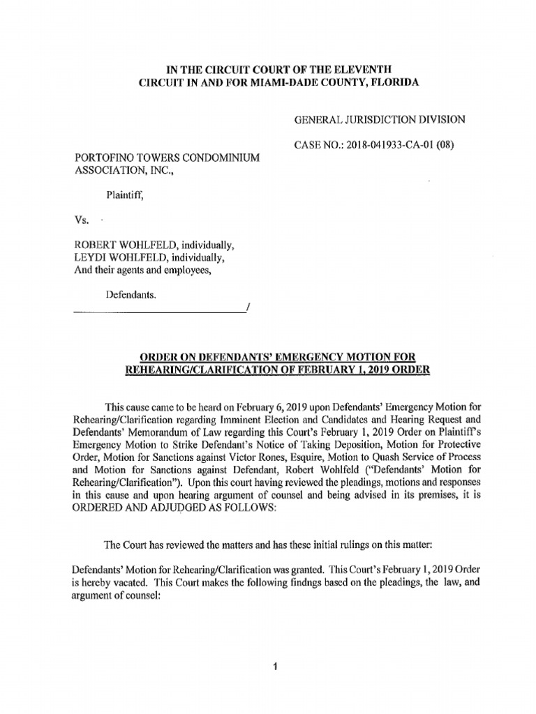 Wohlfeld Order On Motion For Rehearing 21119 PDF