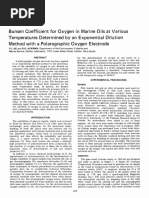 Bunsen Coefficient For Oxygen in Marine Oils at Various Temperatures Determin