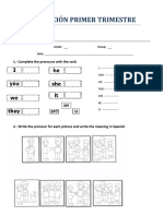 Evaluación Primer Trimestre: 1.-Complete The Pronouns With The Verb Corresponding