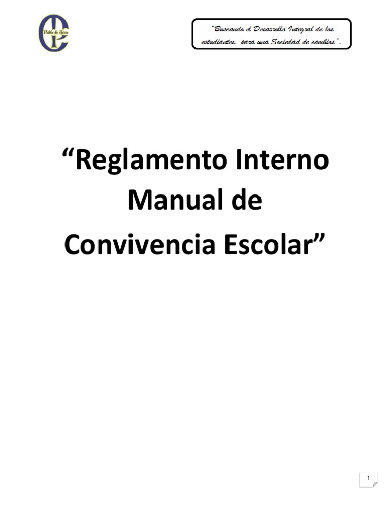 Reglamento Interno y Manual de Convivencia Escolar 2019 Colegio Pablo ...