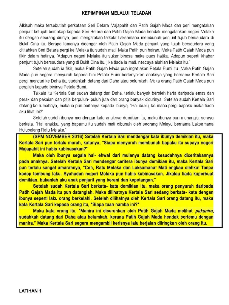 T4 (7) Kepimpinan Melalui Teladan (Soalan) | PDF
