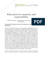 Adorno, T - Education for Maturity & Responsibility, (1999) 123 Hist Human Sciences 21