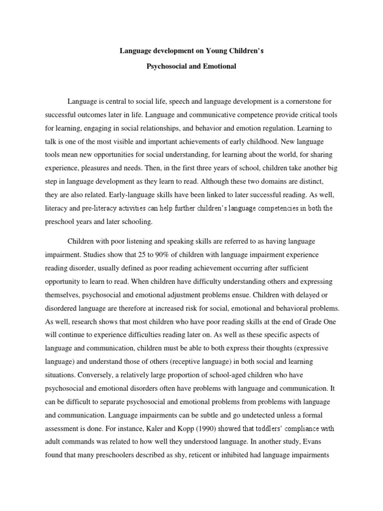 Language Development in Young Children | PDF | Attachment Theory ...