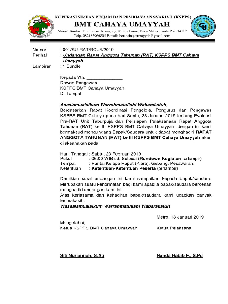 Surat Undangan Pengawas