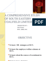 A Comprehensive Study of South Eastern Coalfield Limited ": Presented By:-Zeba Firdous ENR: - (HRR) 3061