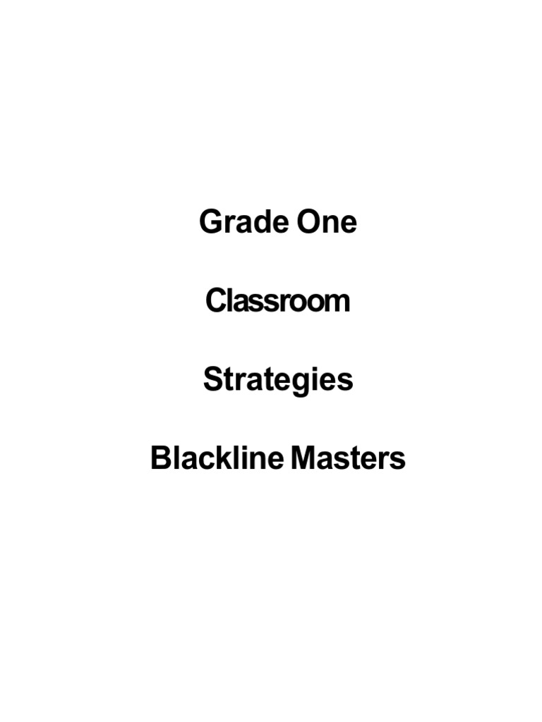 Grade One Classroom Strategies Blackline Masters | PDF