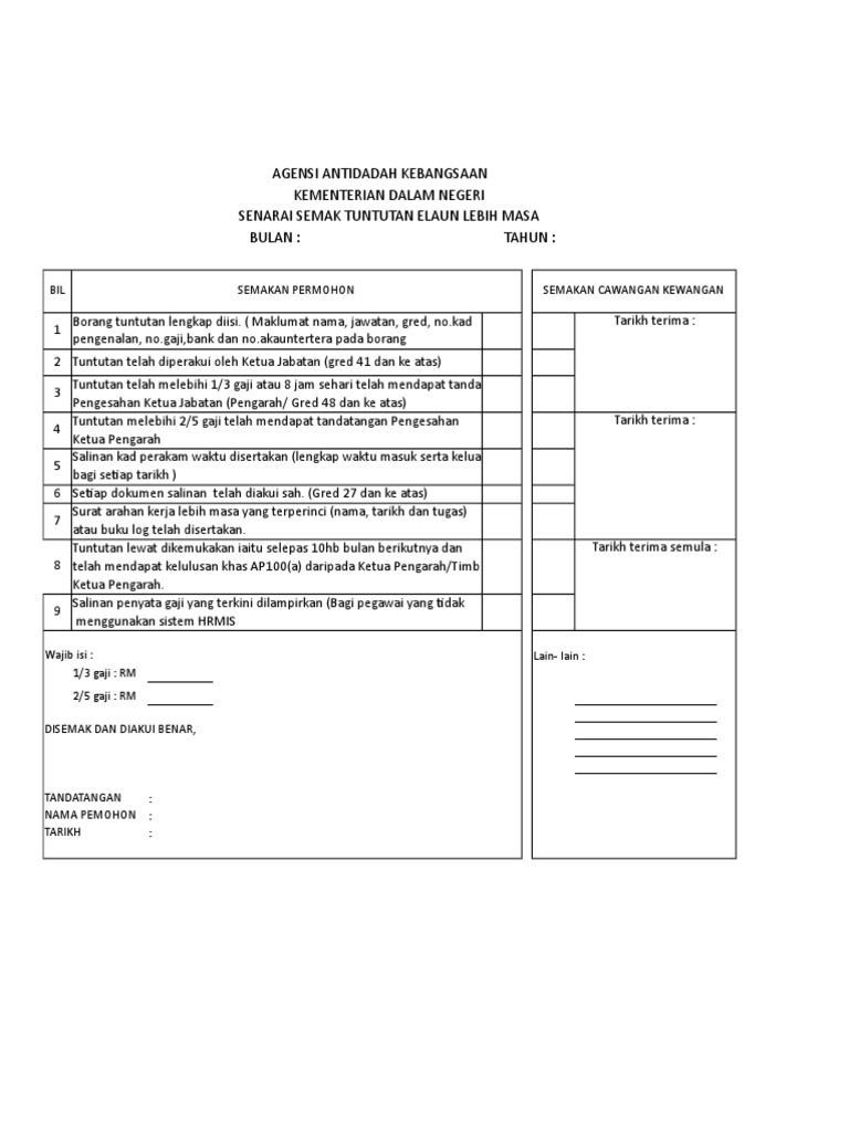 Senarai Semak Tuntutan  PDF