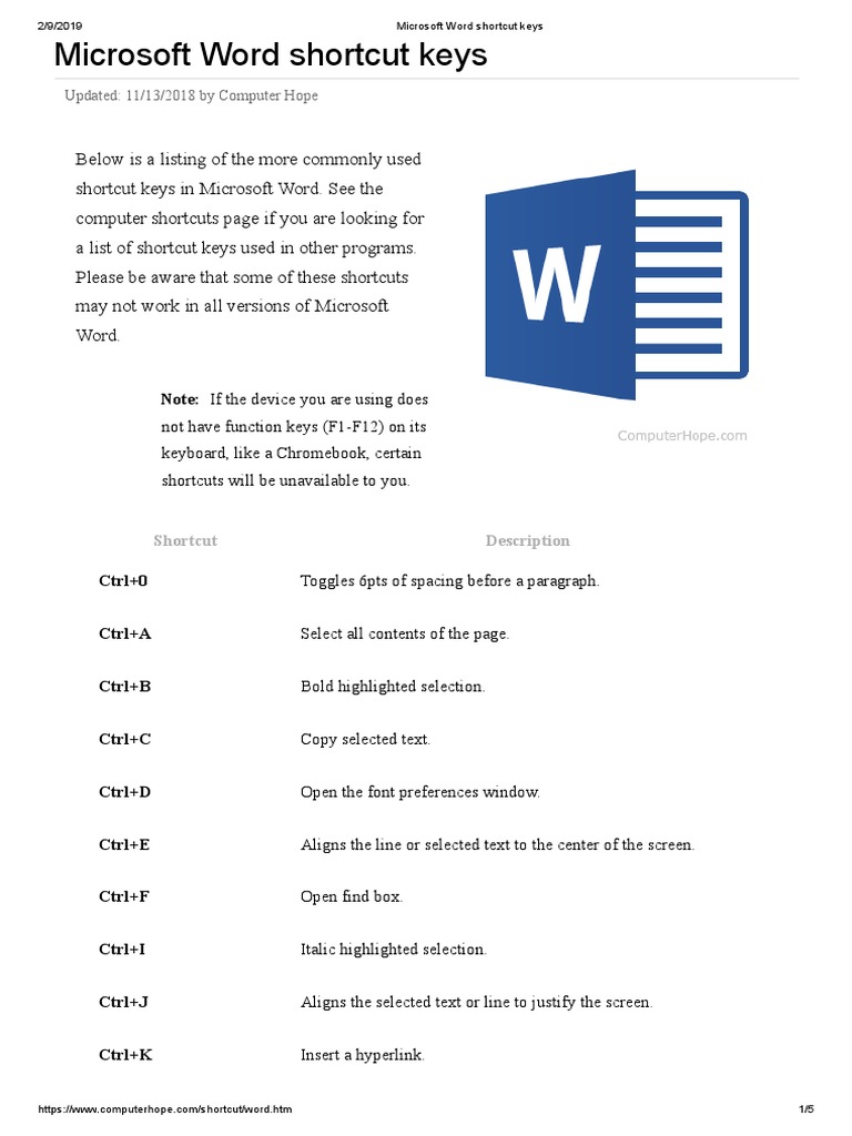Microsoft word shortcut keys pdf double click microsoft word