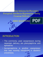 Norepinephrine Infusion For Preventing Postspinal Anesthesia Hypotension During Cesarean Delivery