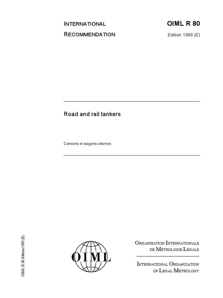 Oiml R 80: Nternational Ecommendation | PDF | Calibration | Nature