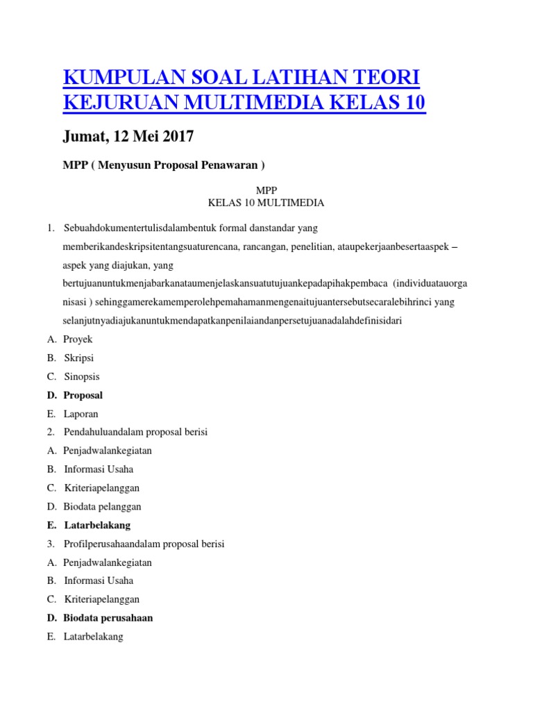 Contoh Soal Multimedia