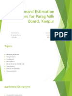 Demand Estimation Studies For Parag Milk Board, Kanpur