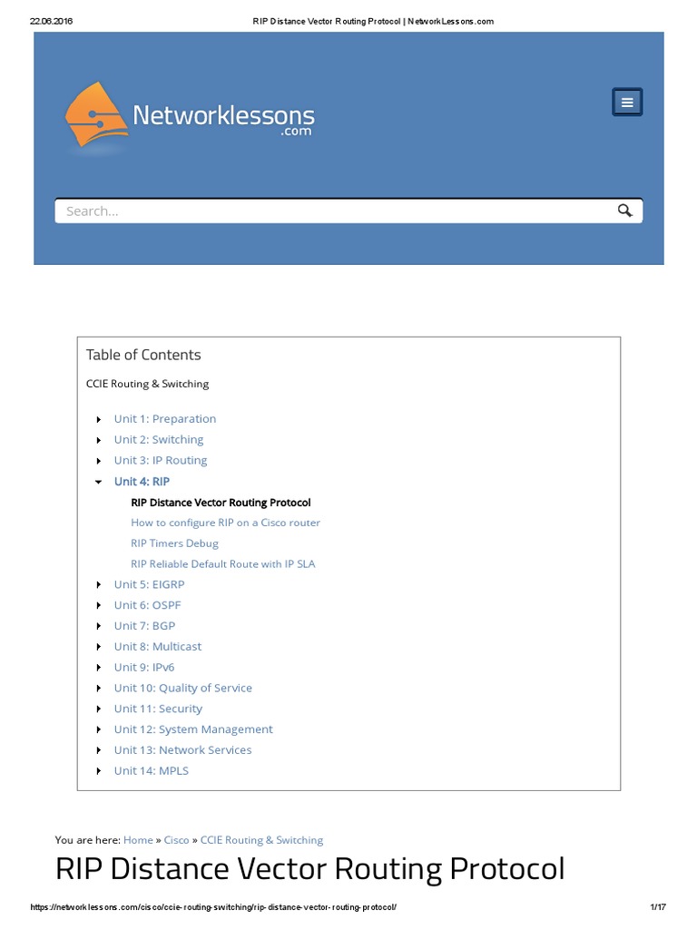 RIP Distance Vector Routing Protocol Search.. PDF Routing Router