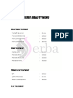 Serba Beauty Menu: Brightening Treatment
