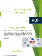 Role of HRM in TQM and Six Sigma