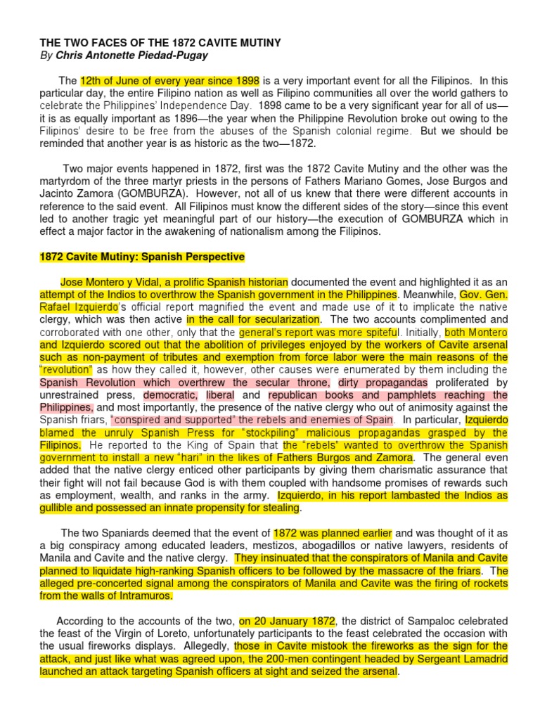 The Two Faces Of The 1872 Cavite Mutiny Philippines Politics