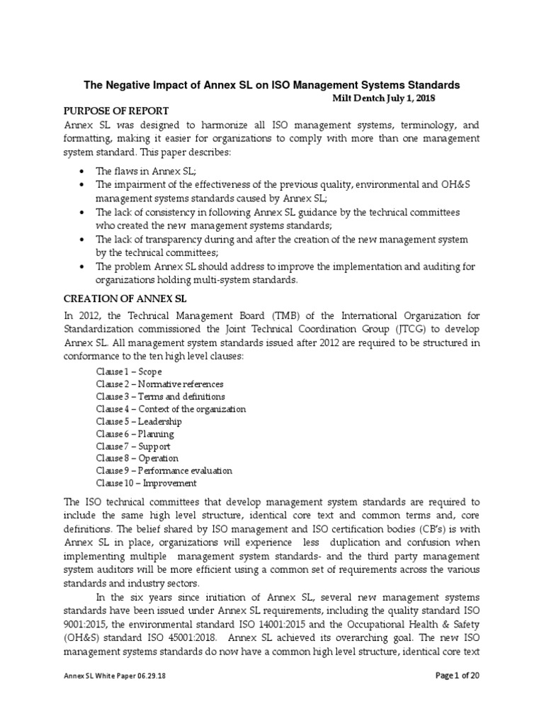 Annex SL White Paper 6.29.18 | PDF | Iso 9000 | Audit