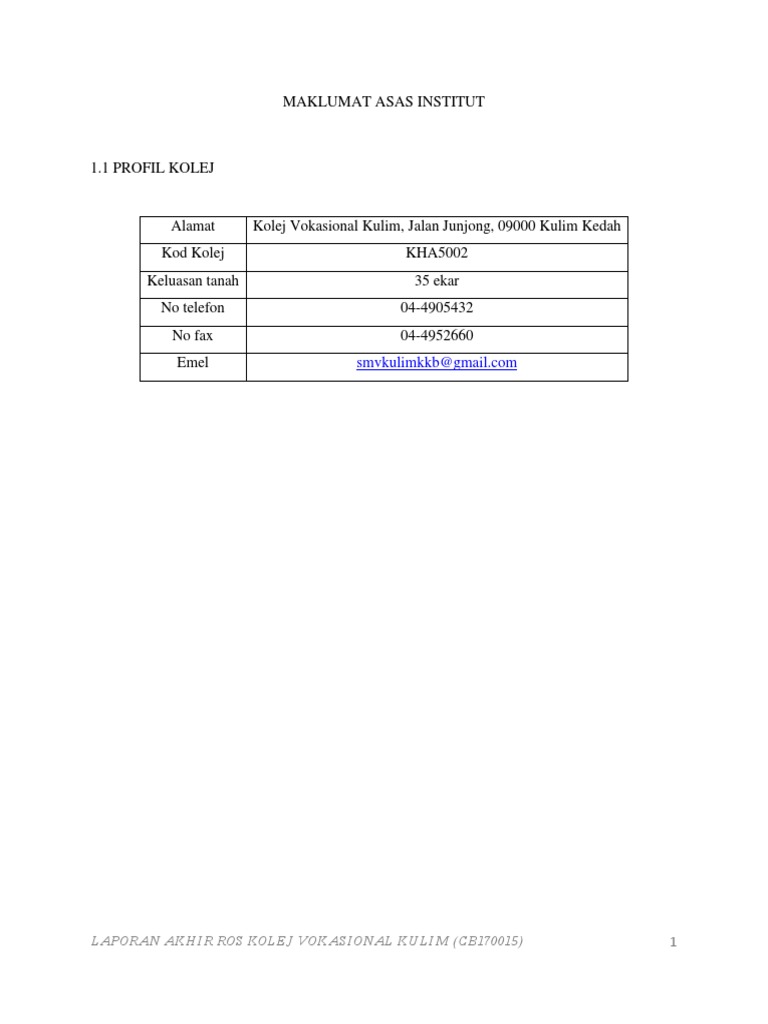 Maklumat Kv Kulim Pdf