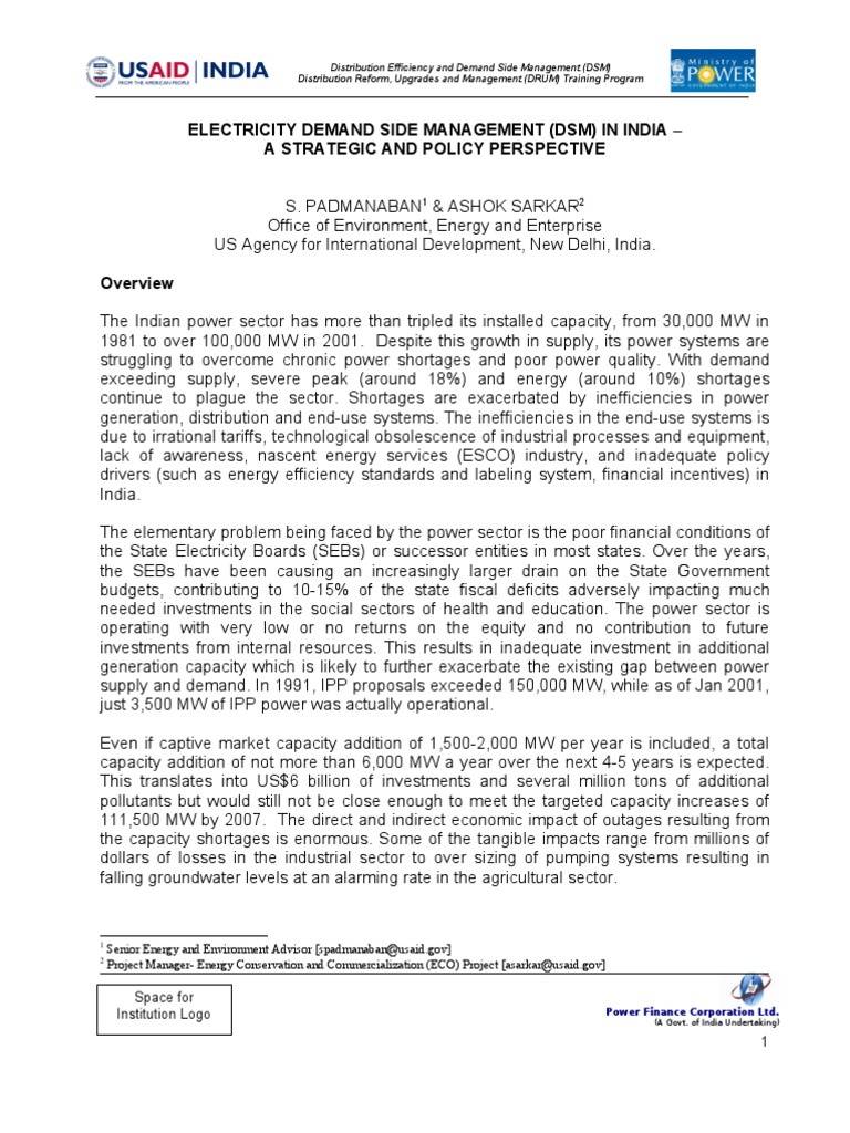 Electricity Demand Side Management | PDF