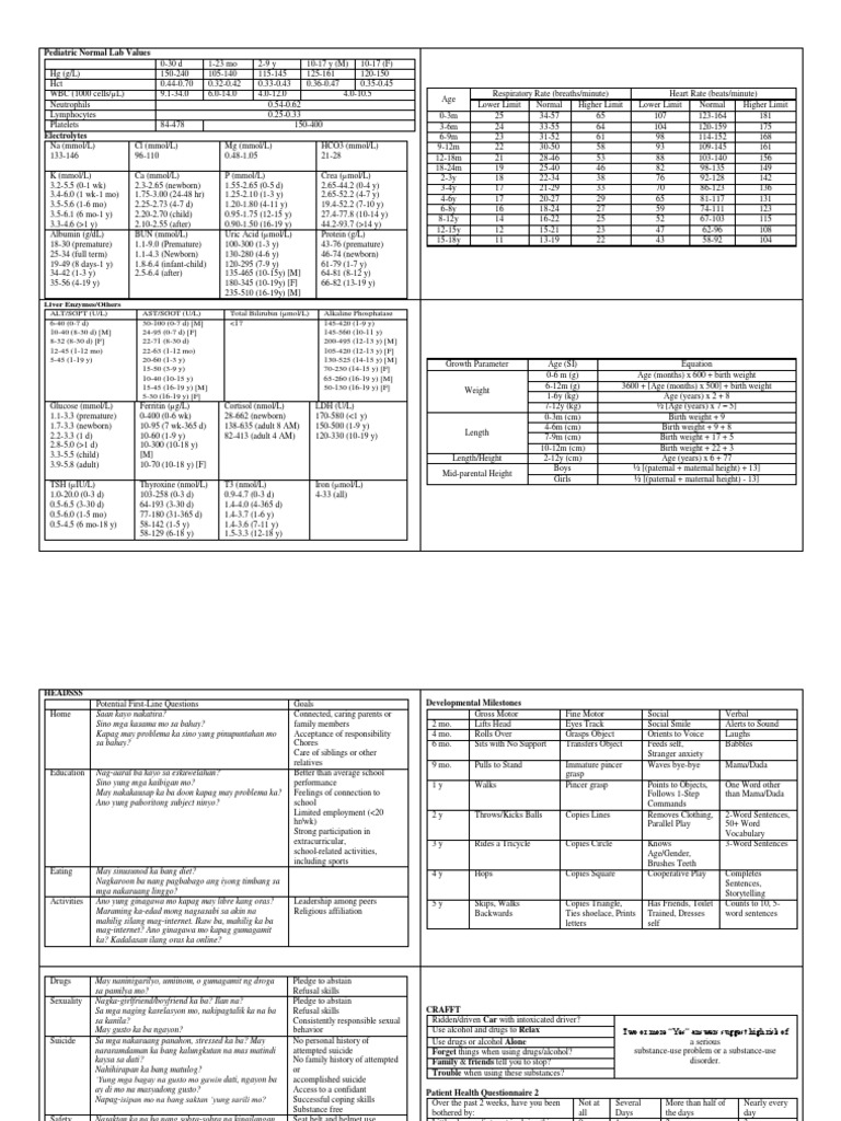 Pediatric Lab Values & Health Guide | PDF | Vaccines | Medicine