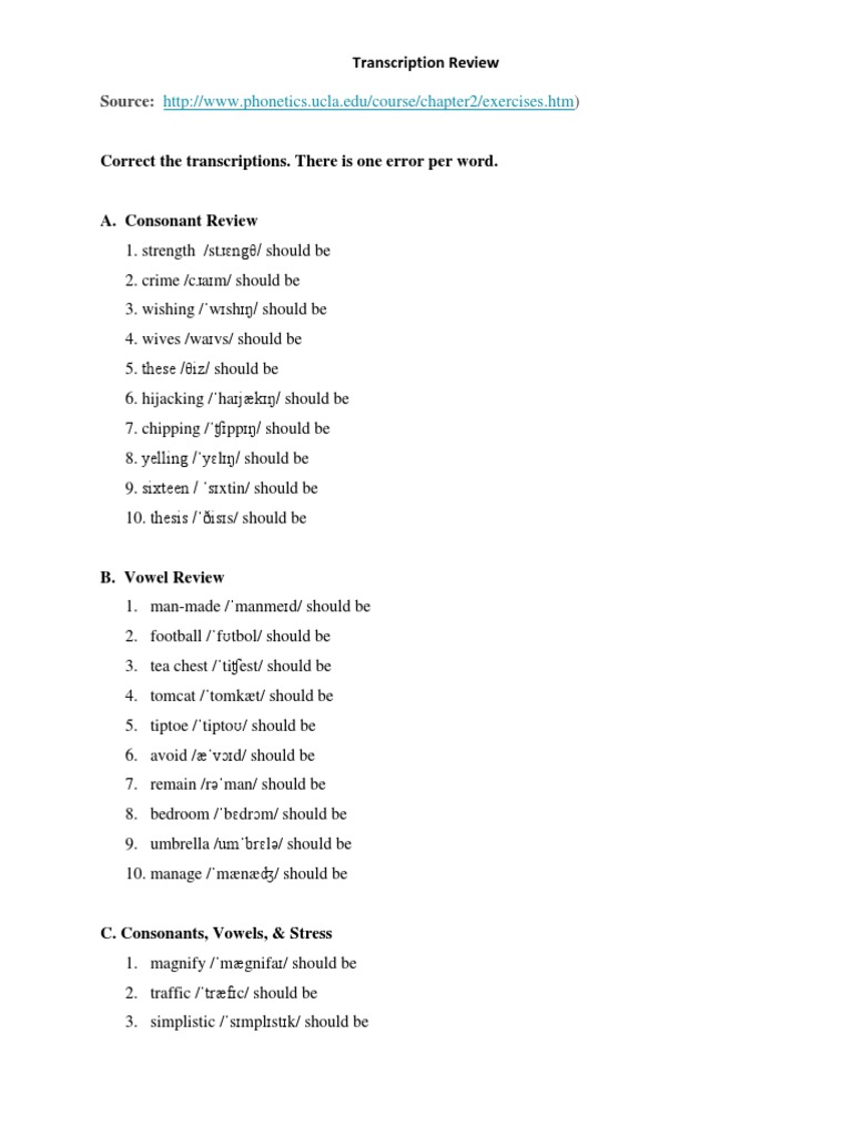 Transcription Review Exercises | PDF