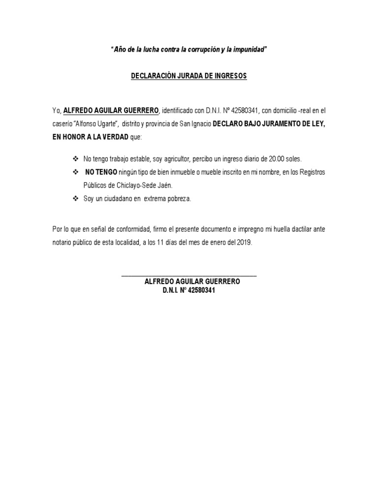 Declaraciones Juradas de Pobreza y Convivencia | PDF | Derecho