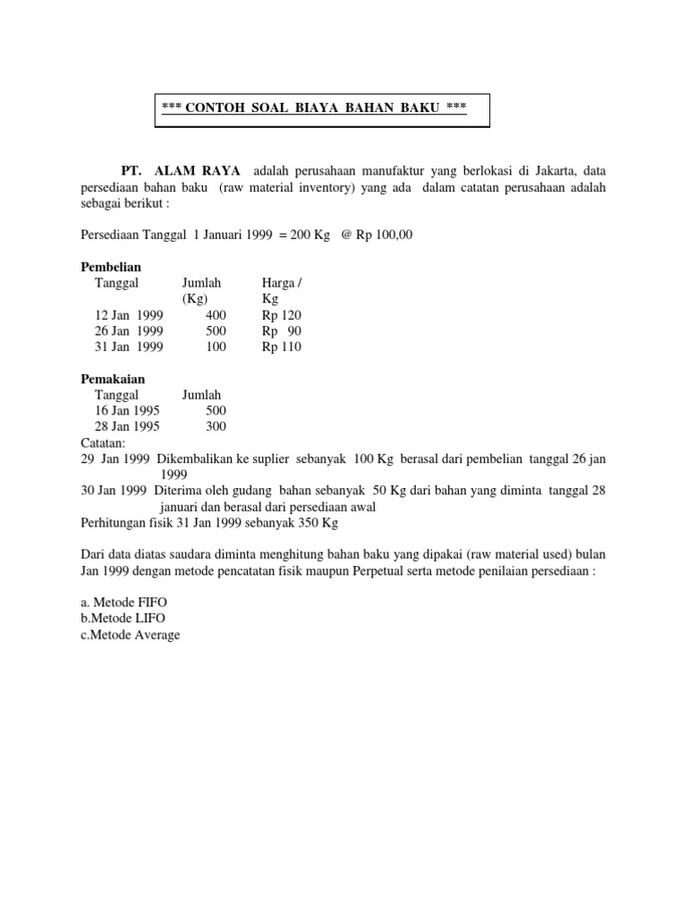 Contoh Soal Inventory Soal Baru