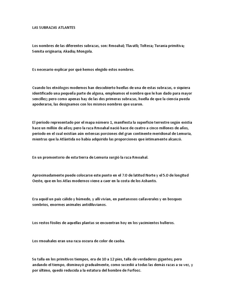 Subrazas de la Atlántida: Rmoahal y Tlavatli | PDF | Asia | Américas