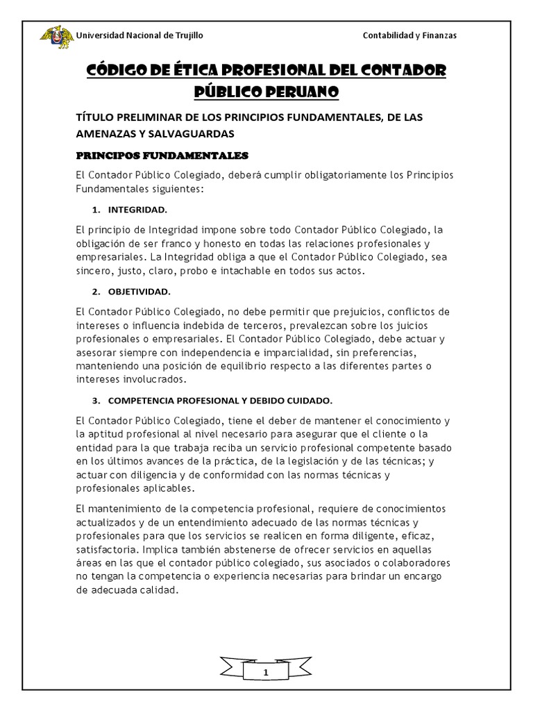 Código de Ética Profesional Del Contador Público Peruano