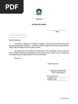 Letter of Intent