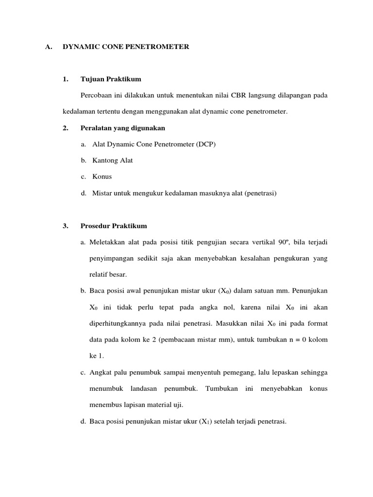 Pengujian CBR dengan DCP di Lapangan | PDF | Metode & Bahan Ajar