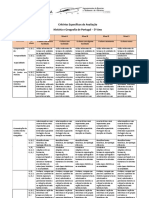 Critérios Específicos de Avaliação História e Geografia de Portugal - 5º Ano