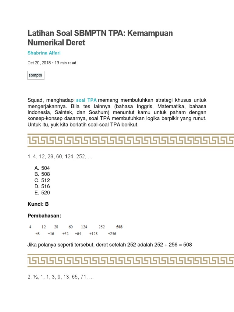 Latihan Soal Sbmptn Tpa