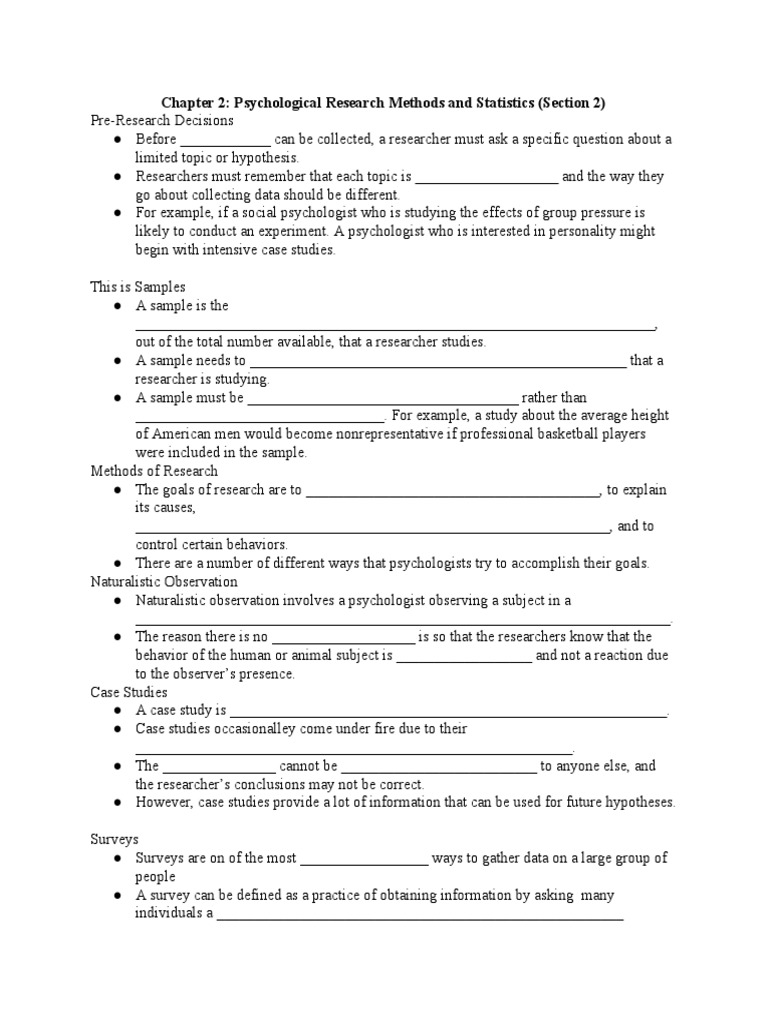 Chapter 2 - Psychological Research Methods and Statistics (Section 2) | PDF  | Scientific Method | Observation
