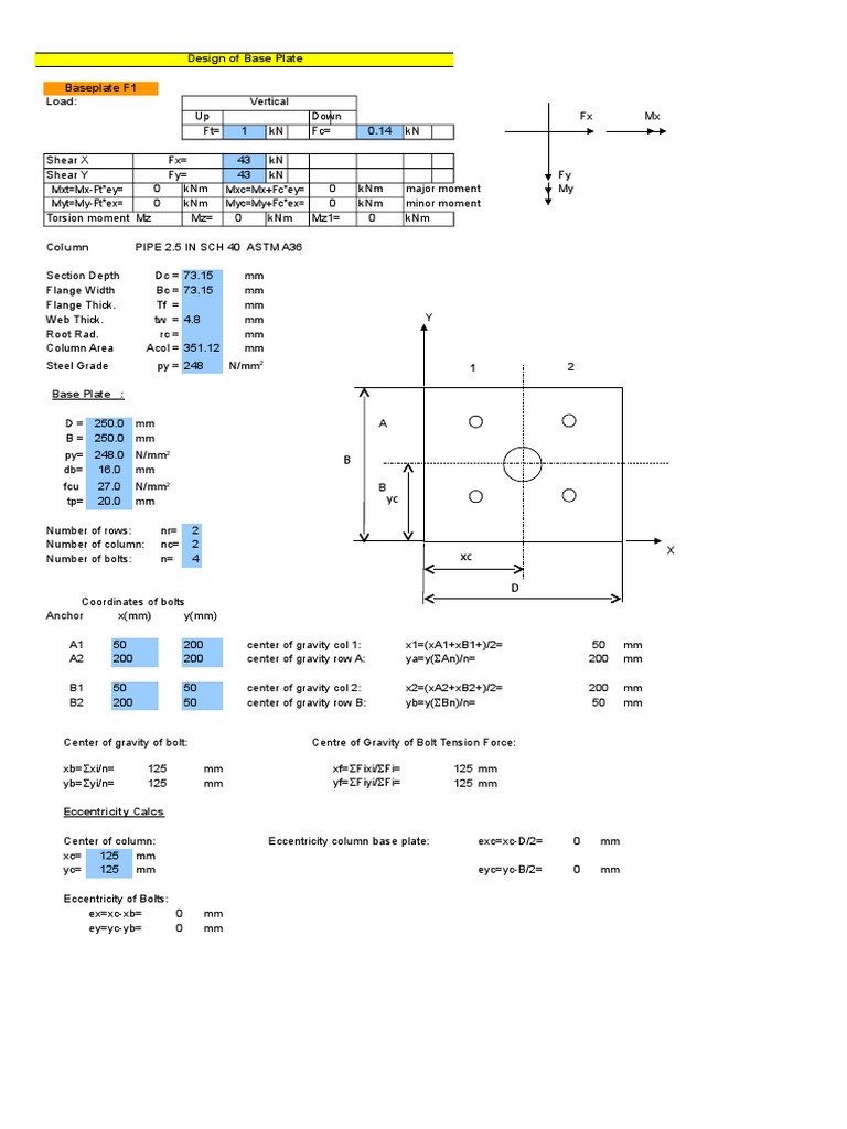Base Plate Design for Steel Columns | PDF | Mechanics | Mass
