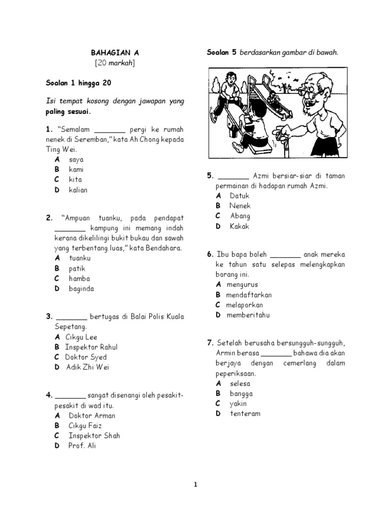 Soalan Exam Bm Pemahaman Sjkc T4 Mac 2019 Pdf